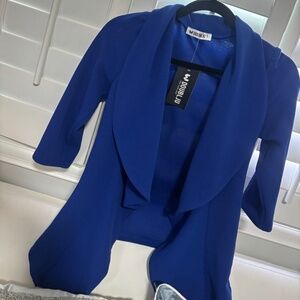 NWT Casual lapel ruffle front Jacket 3/4 sleeve coat